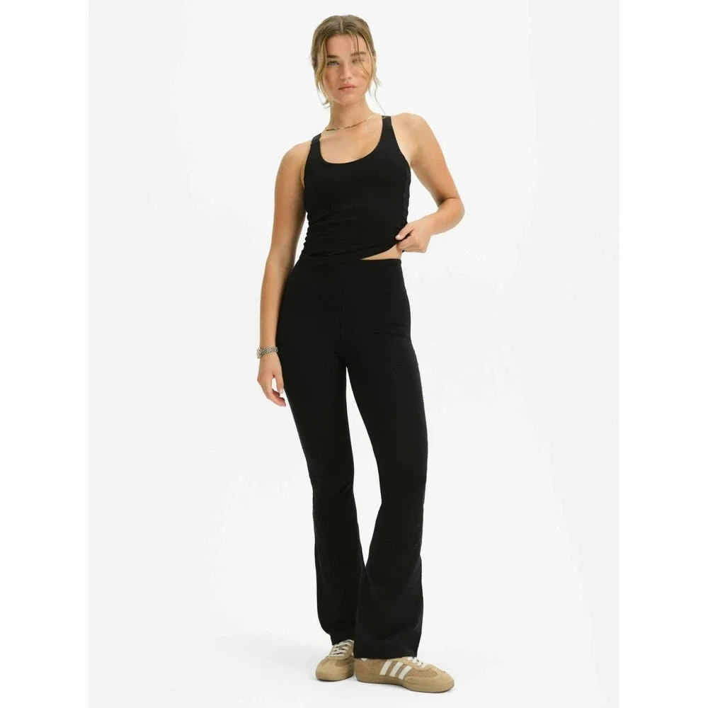 MATE THE LABEL ORGANIC COTTON BOOTCUT LEGGINGS BLACK NEW - Picture 4 of 5